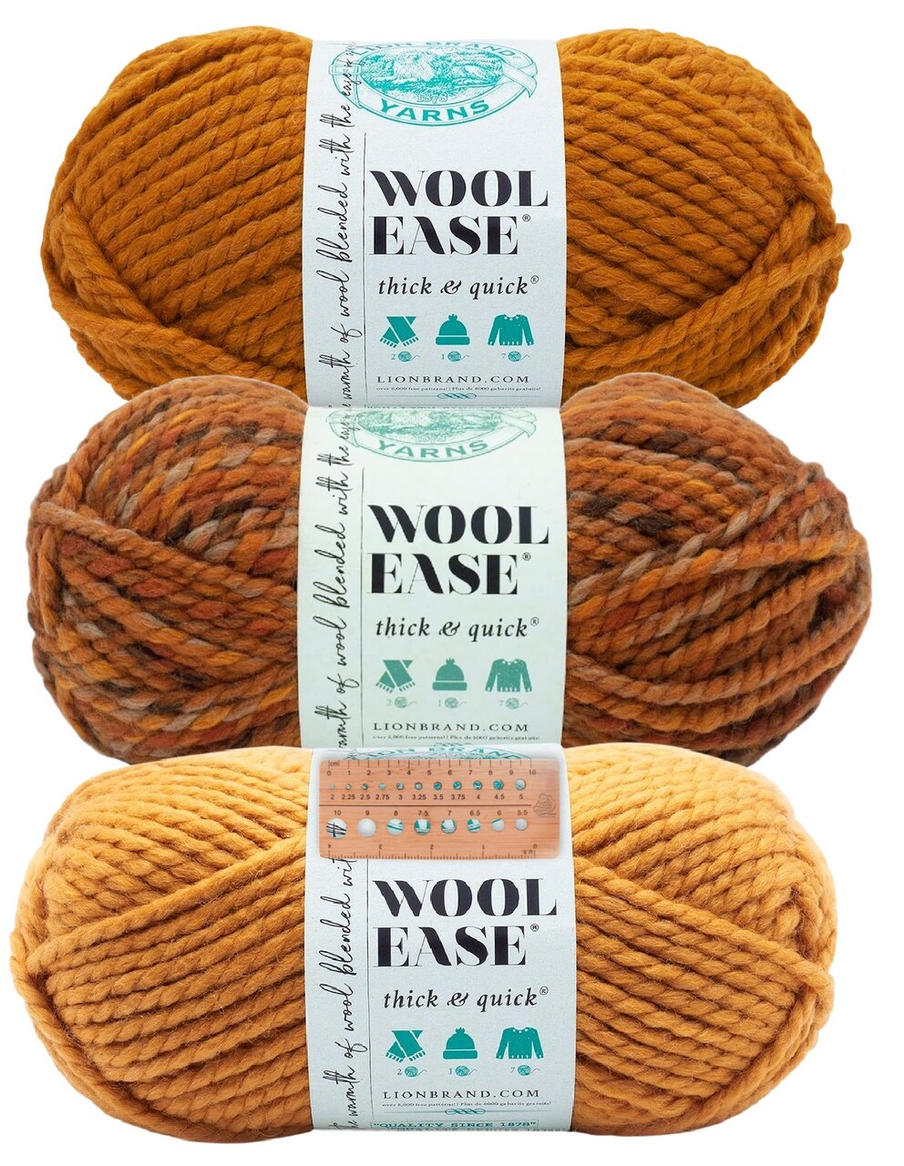 Lion Brand Yarn - Wool-Ease Thick & Quick - 3 Skein Assortment (Autumn)